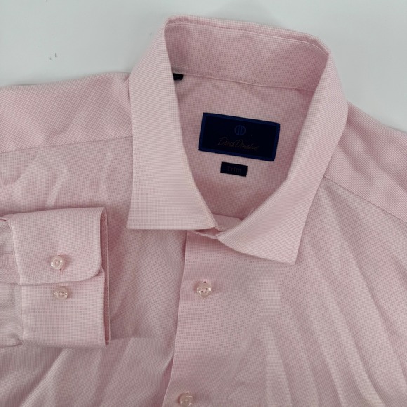 David Donahue Other - David Donahue Dress Shirt Mens 16.5 36/37 Pink Trim Fit Micro Check Cotton‎